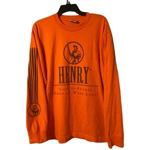 Vintage Henry Rifles long sleeve tshirt made in USA size large orange